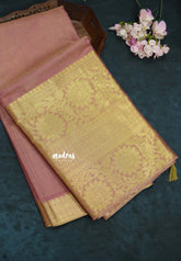 Rosewood Pink with Gold - Tissue silk saree Silver Zari Boder - Best for Special Celebrations